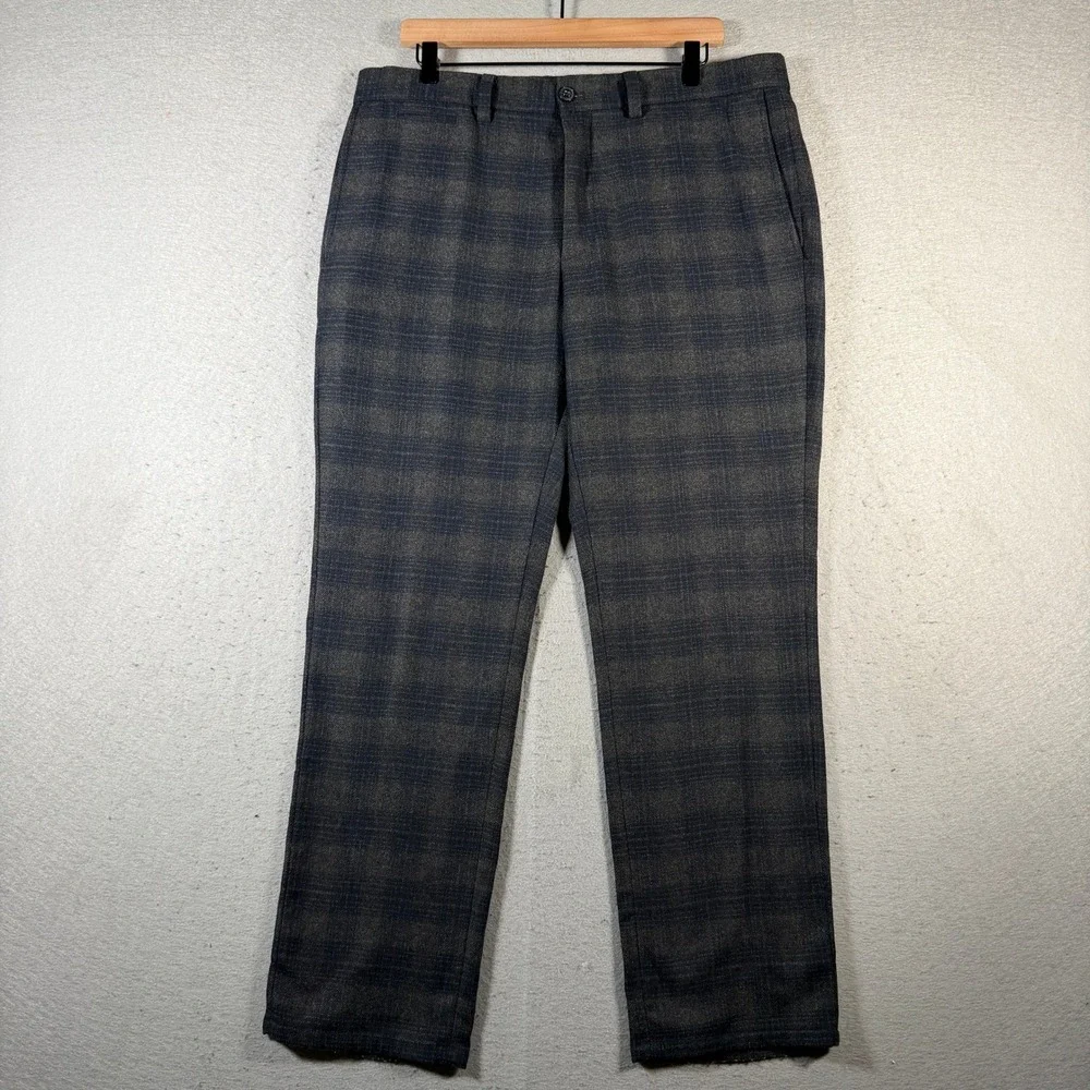 Vintage Banana Republic Aiden Fit Plaid Wool Dress Pants Mens 35x30 Navy Formal